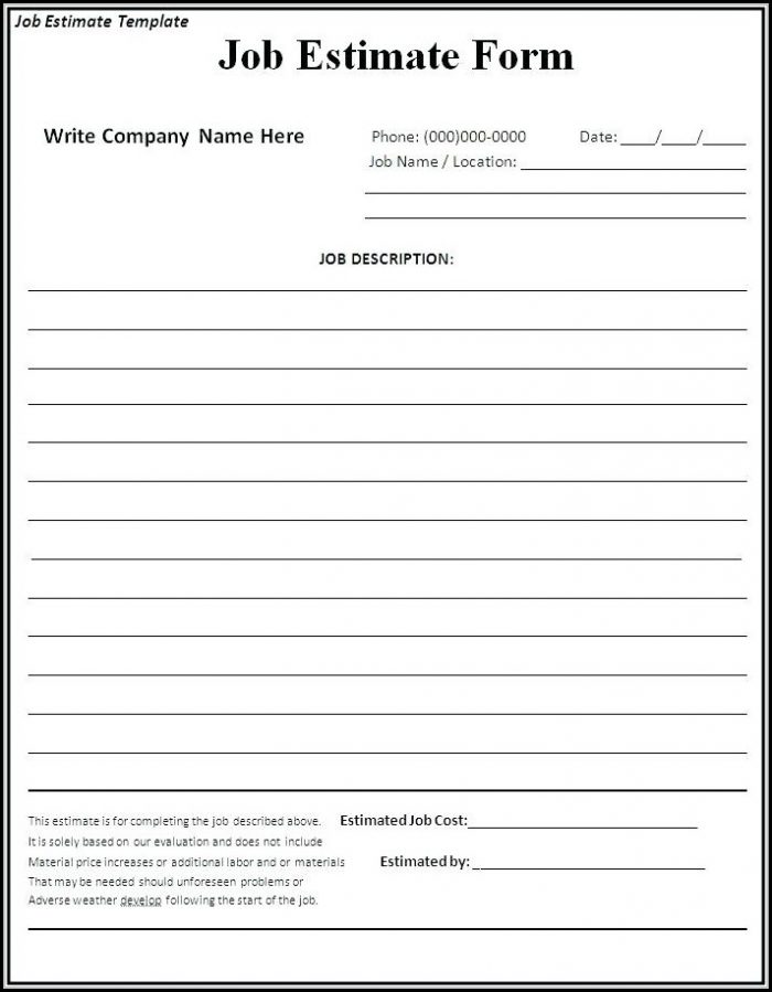 free printable estimate forms form resume examples ze12lyo3jx