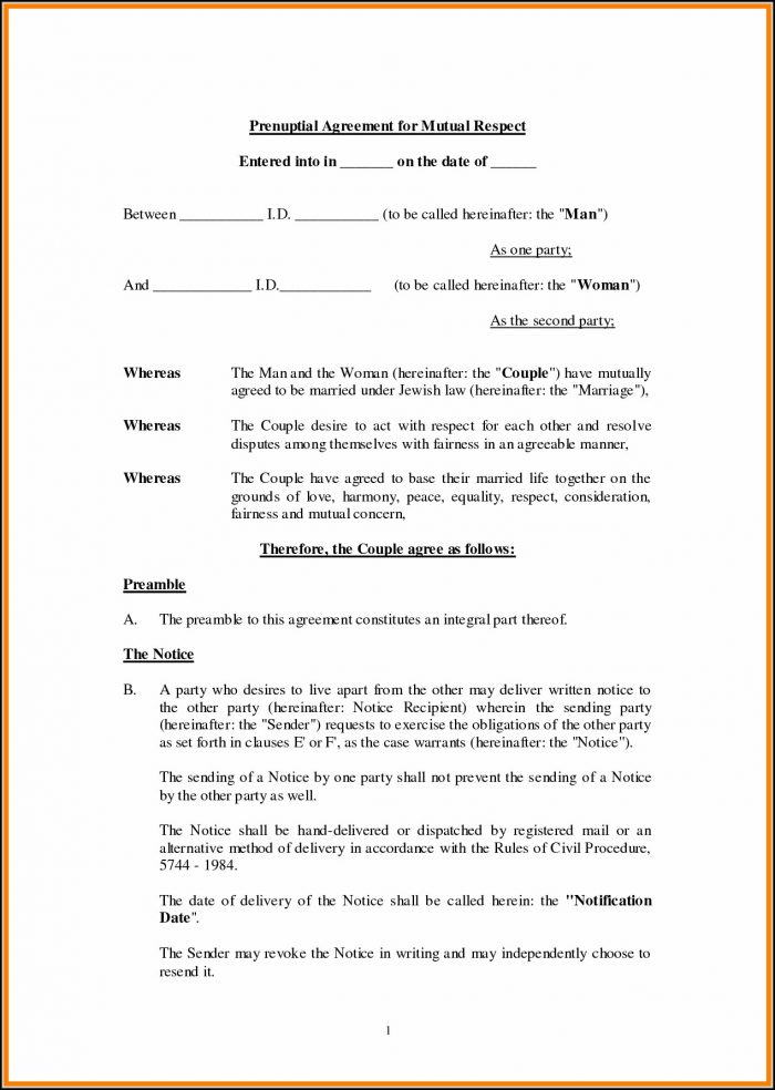 Free Printable Prenuptial Agreement Form Free Printable Prenuptial Agreement Form