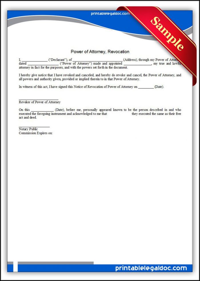 Free Printable Revocation Of Power Of Attorney Form Free Printable Revocation Of Power Of Attorney Form