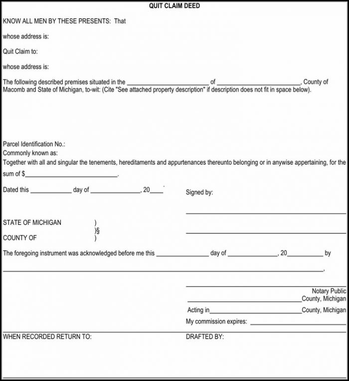 Free Quitclaim Deed Form Michigan Free Quitclaim Deed Form Michigan