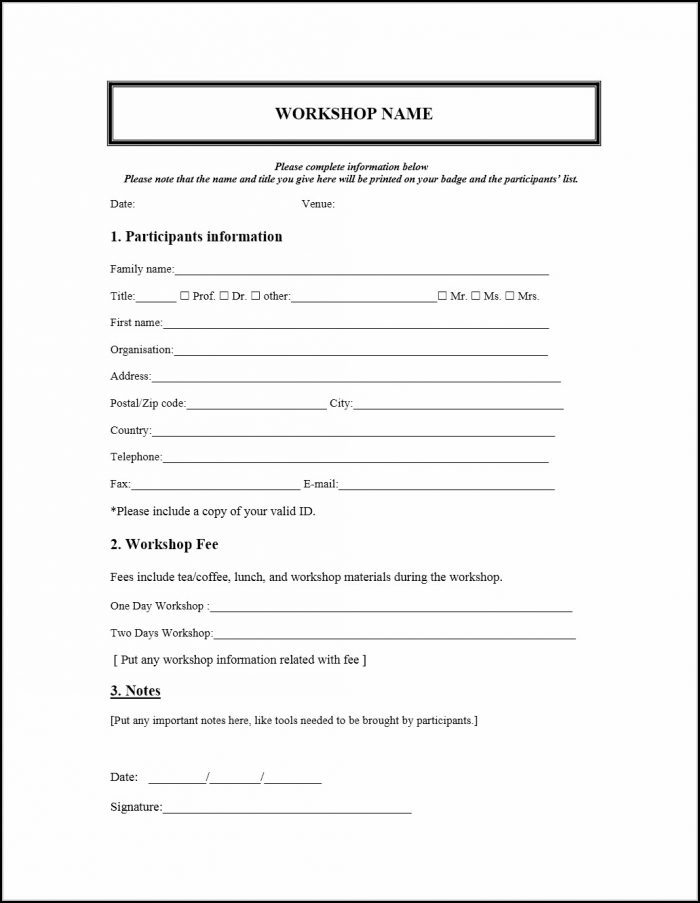 Free Registration Form Template Free Registration Form Template