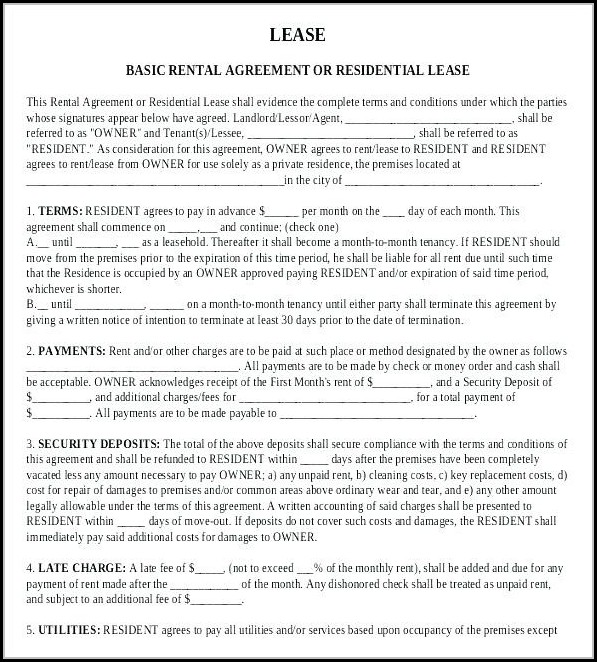 Free Residential Lease Agreement Forms To Print Free Residential Lease Agreement Forms To Print