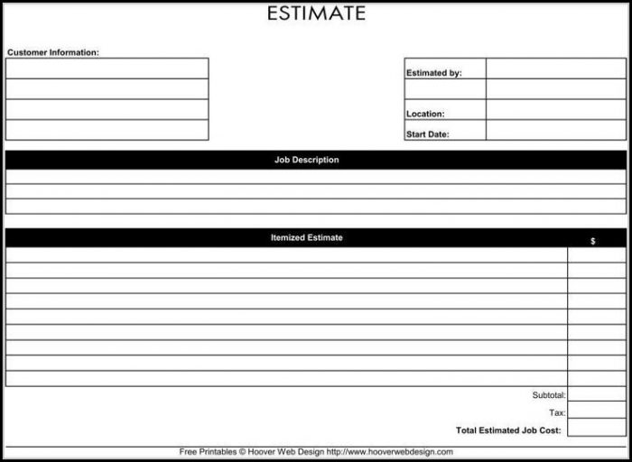 Free Roofing Estimate Forms Printable Free Roofing Estimate Forms Printable