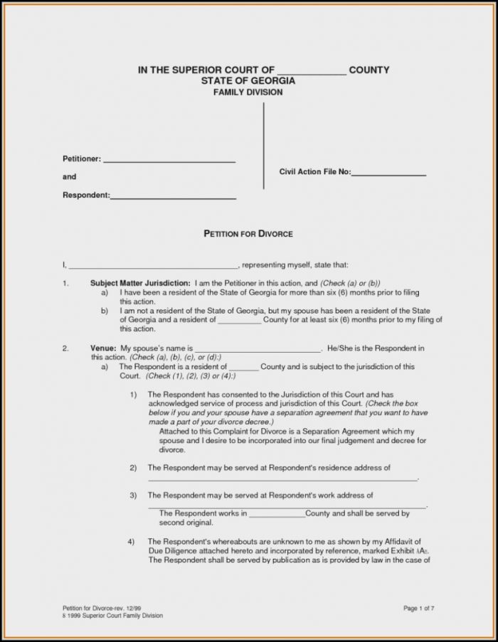 Free Uncontested Divorce Forms In Ga Free Uncontested Divorce Forms In Ga