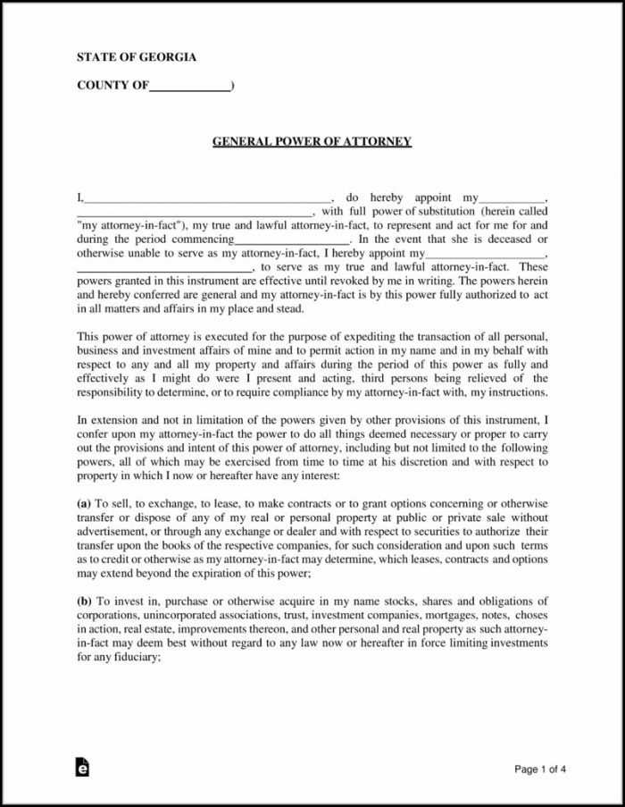 Georgia Power Of Attorney Form Pdf Georgia Power Of Attorney Form Pdf