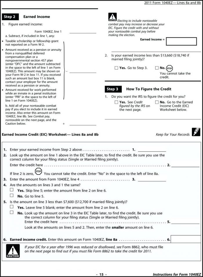 Irs Tax Form 1040ez Instructions 2017 Irs Tax Form 1040ez Instructions 2017