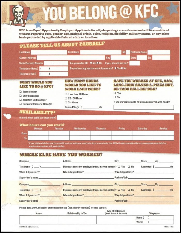 Kfc Job Application Form Online Australia Kfc Job Application Form Online Australia