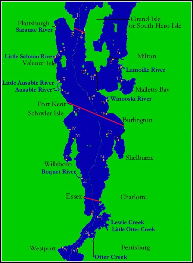Lake Champlain Fishing Map Lake Champlain Fishing Map