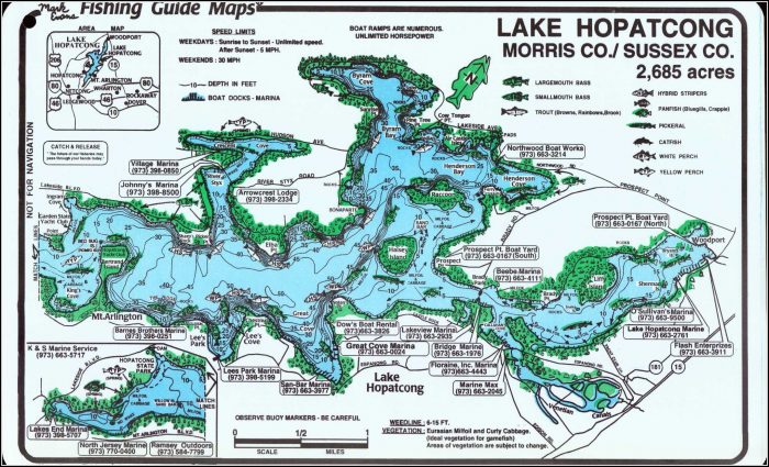 Lake Hopatcong Fishing Map Lake Hopatcong Fishing Map