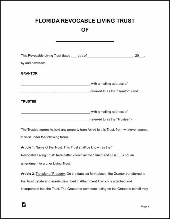 Living Revocable Trust Form Free Living Revocable Trust Form Free