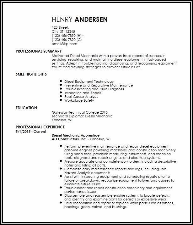 Mechanic Resume Templates Mechanic Resume Templates