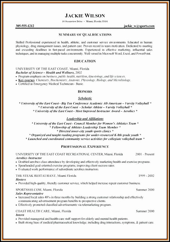 One Page Resume Template Word Free For Freshers One Page Resume Template Word Free For Freshers