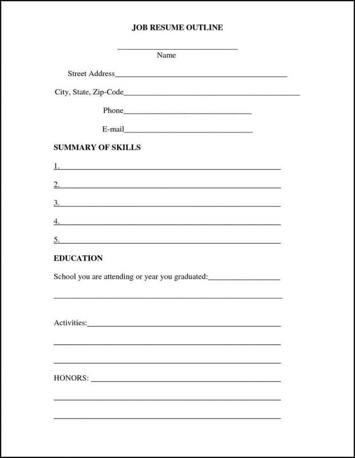 Outline Of A Resume For A Job Outline Of A Resume For A Job