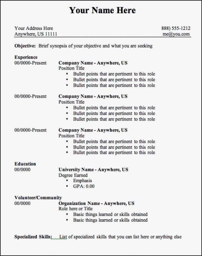Outline Of A Resume Format Outline Of A Resume Format