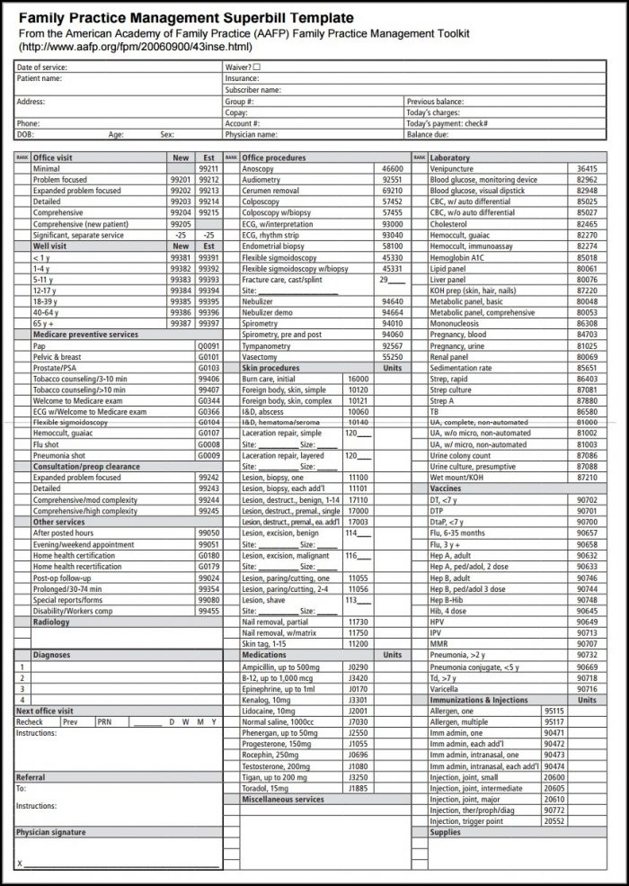 Pain Management Superbill Template Pain Management Superbill Template