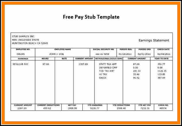 Pay Stub Template Free Download Pay Stub Template Free Download