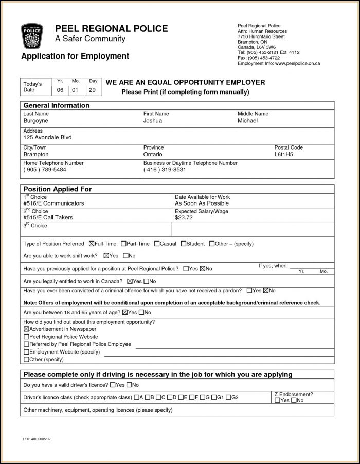 tim hortons employment application form canada job applications