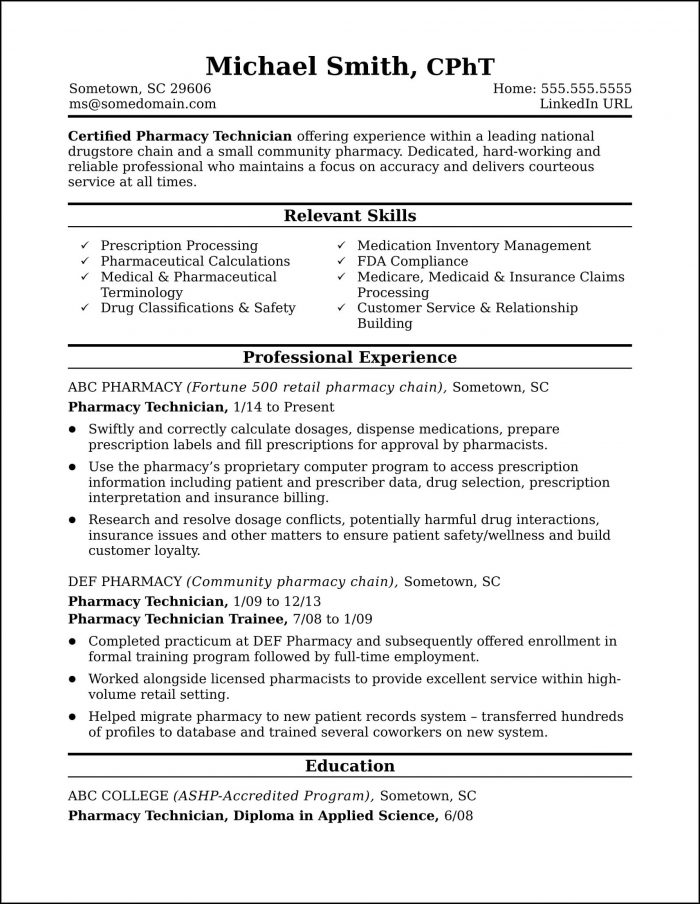 Pharmacy Technician Resumes Pharmacy Technician Resumes
