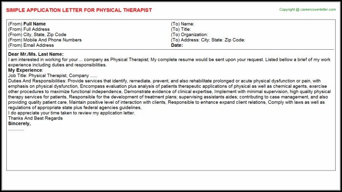 Physical Therapist Job Application Physical Therapist Job Application