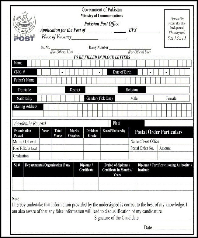 Post Office Job Application Form 2015 Post Office Job Application Form 2015