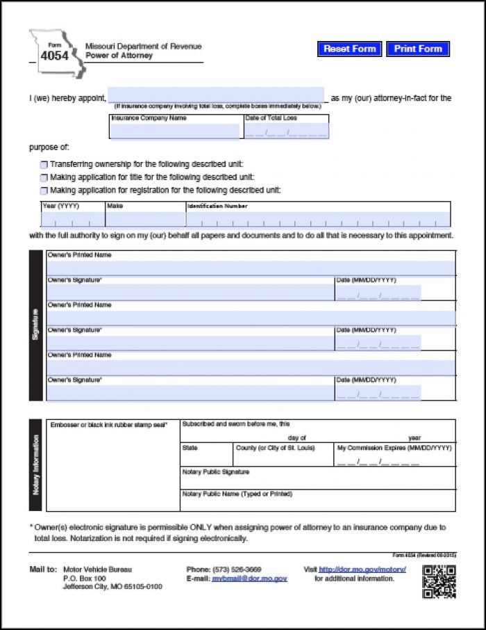 Power Of Attorney Form Missouri Power Of Attorney Form Missouri