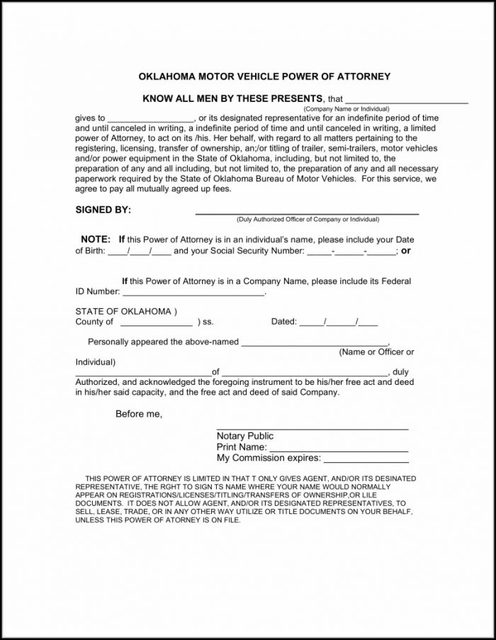 Power Of Attorney Form Oklahoma Pdf Power Of Attorney Form Oklahoma Pdf