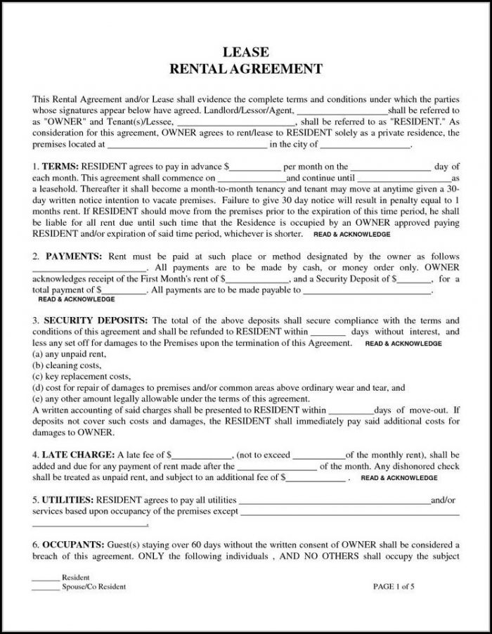 Printable Lease Agreement Forms Printable Lease Agreement Forms