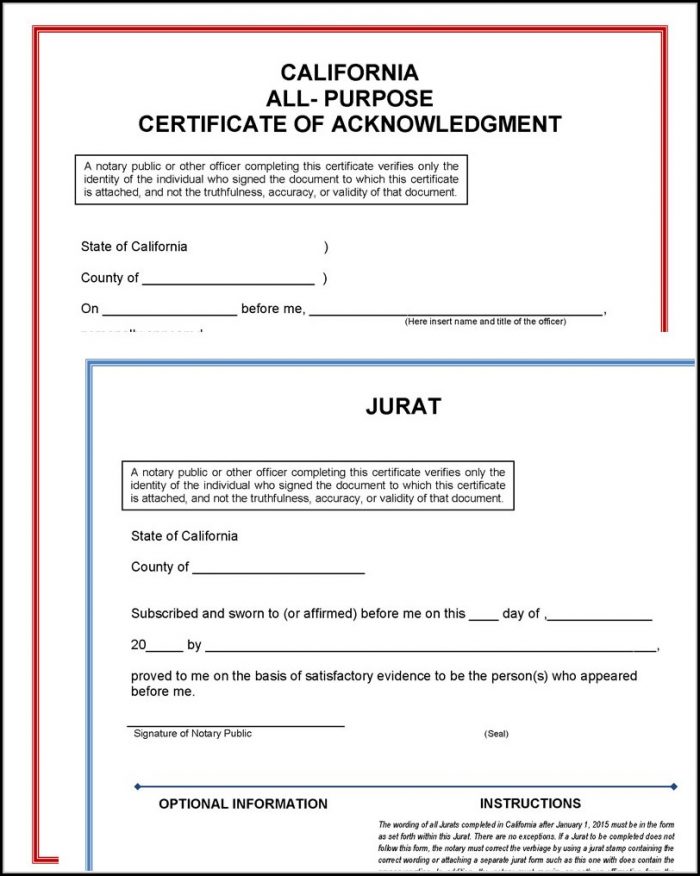 Printable Notary Forms California Printable Notary Forms California