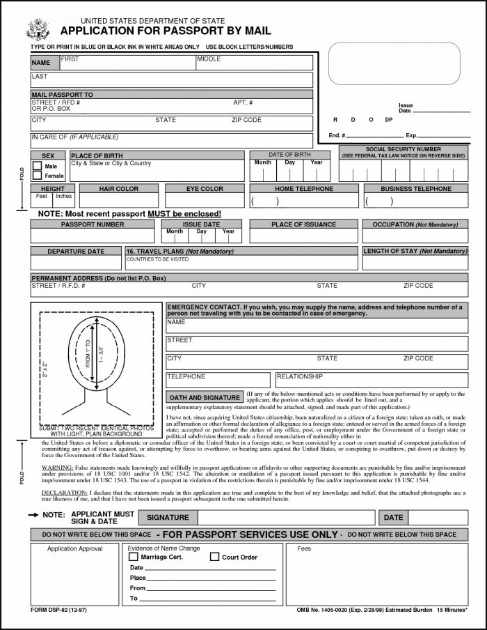Printable Passport Renewal Form Printable Passport Renewal Form