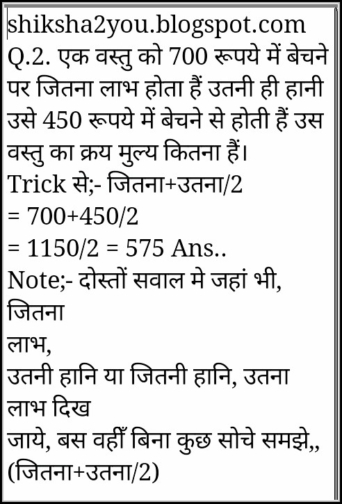 Profit Loss Formula In Hindi Profit Loss Formula In Hindi