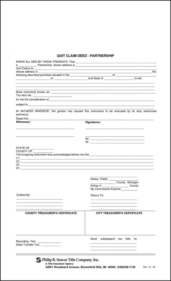 Quick Claim Deed Form Michigan Quick Claim Deed Form Michigan