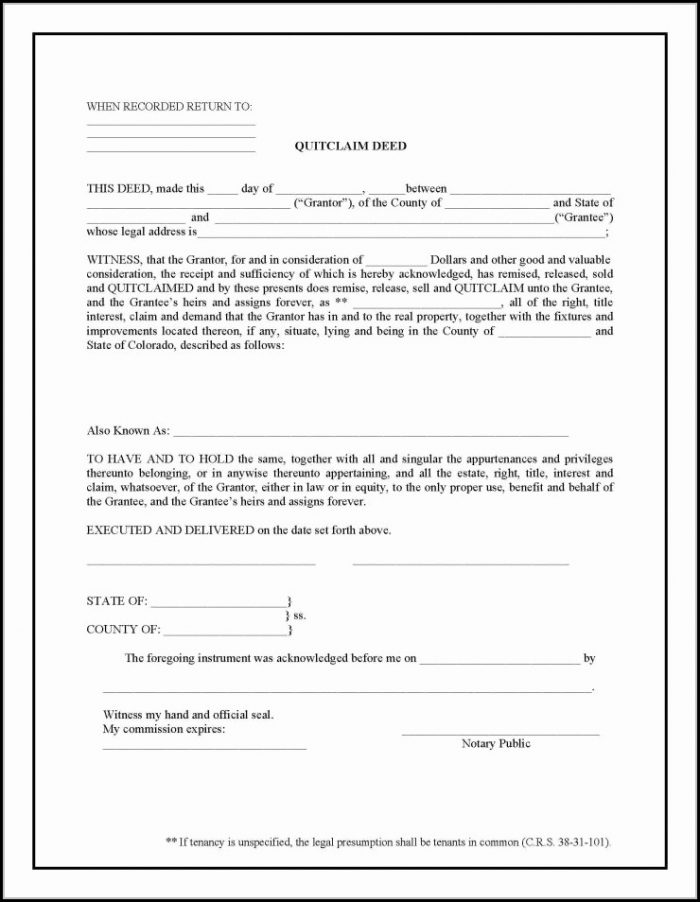 Quit Claim Deed Form Colorado Sample Quit Claim Deed Form Colorado Sample