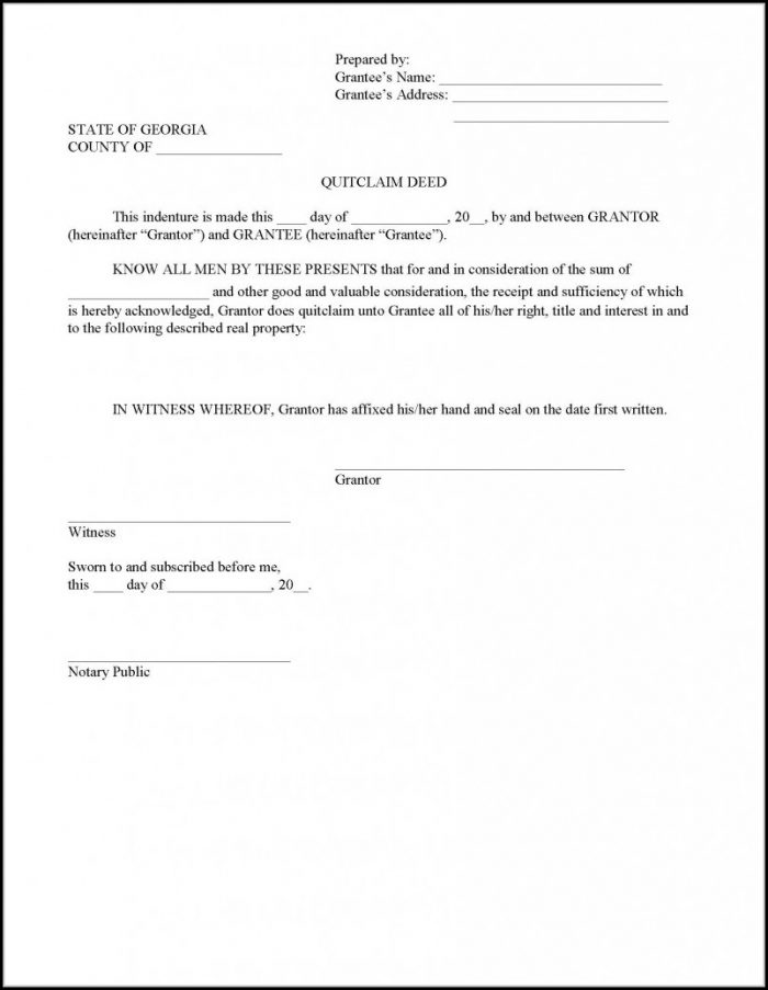 Quit Claim Deed Form Georgia Quit Claim Deed Form Georgia