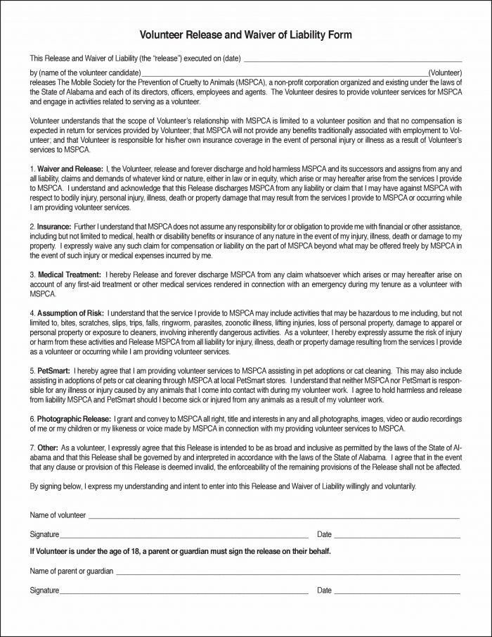 Release Of Liability Form Template Pdf Release Of Liability Form Template Pdf