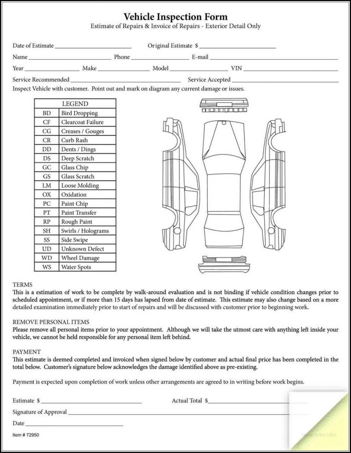 Vehicle Inspection Form Template Form Resume Examples Xk87ybrKZW