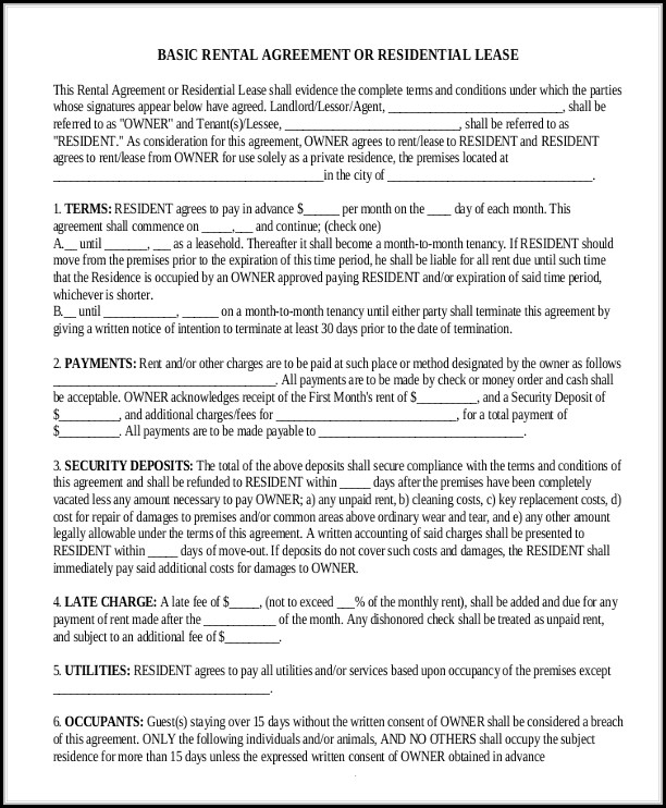 Residential Lease Agreement Form Pdf Residential Lease Agreement Form Pdf