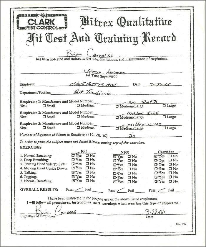 Respirator Fit Test Form Qualitative Respirator Fit Test Form Qualitative