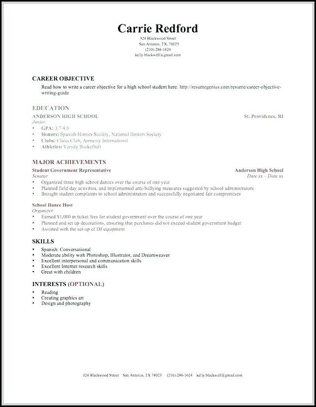 Resume Builder For Highschool Students With No Work Experience Resume Builder For Highschool Students With No Work Experience
