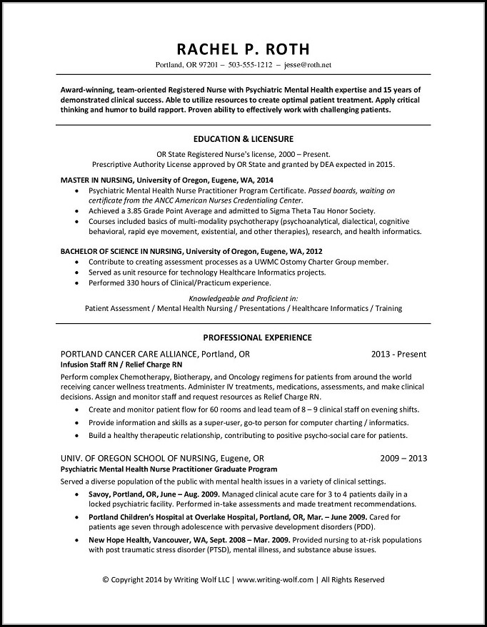 Resume For Registered Nurse With 1 Year Experience Resume For Registered Nurse With 1 Year Experience