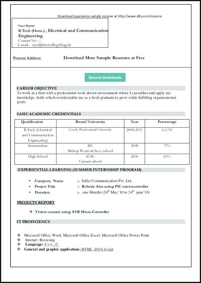 Resume Format Word File Download Free Resume Format Word File Download Free