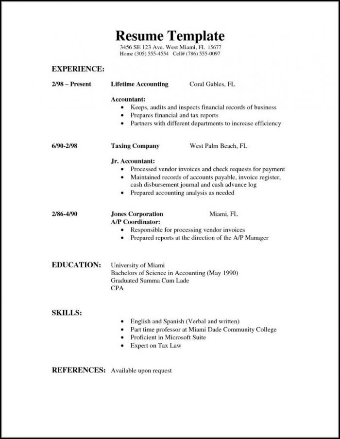 Sample Of Simple Resume Format Sample Of Simple Resume Format