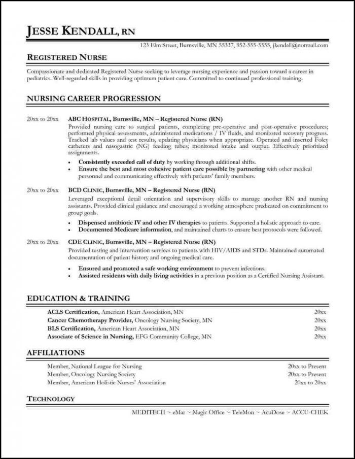 Sample Resume For A Registered Nurse Sample Resume For A Registered Nurse