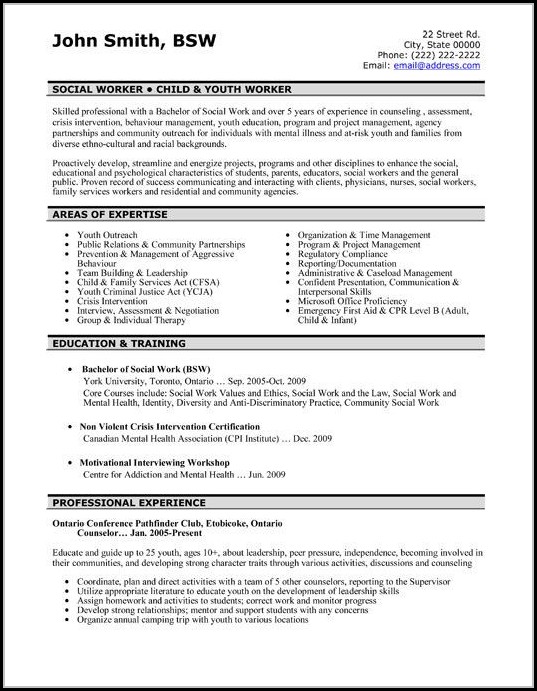 Sample Resume For A Social Worker Sample Resume For A Social Worker