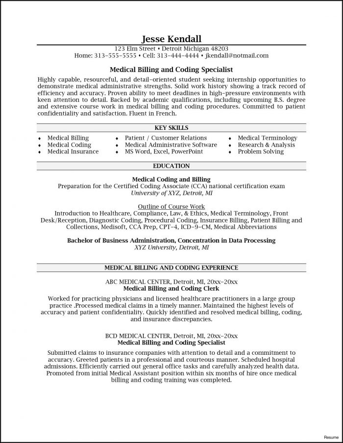 Sample Resume For Medical Billing And Coding Sample Resume For Medical Billing And Coding