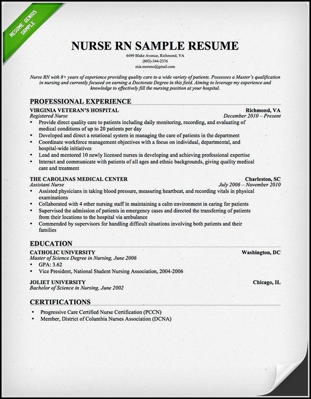 Sample Resumes For Nurses Sample Resumes For Nurses