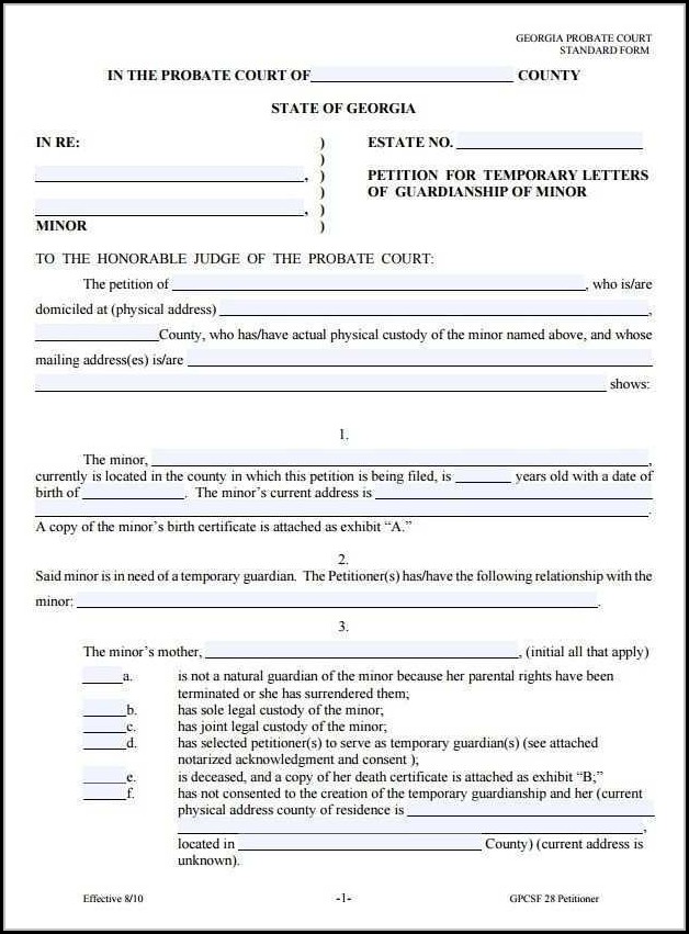 Temporary Child Custody Form Georgia Temporary Child Custody Form Georgia
