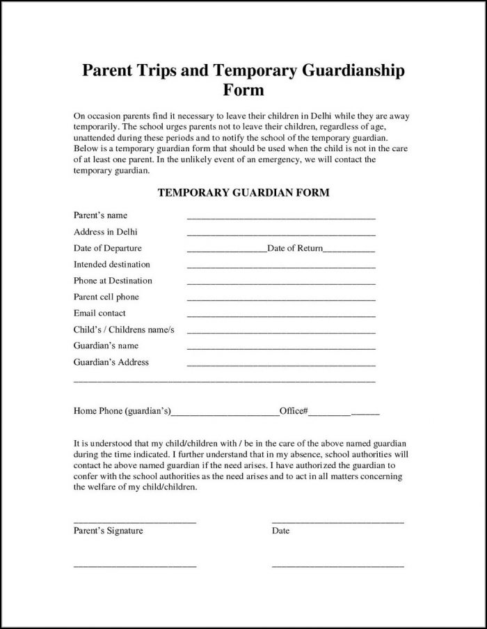 Temporary Guardianship Forms California Temporary Guardianship Forms California