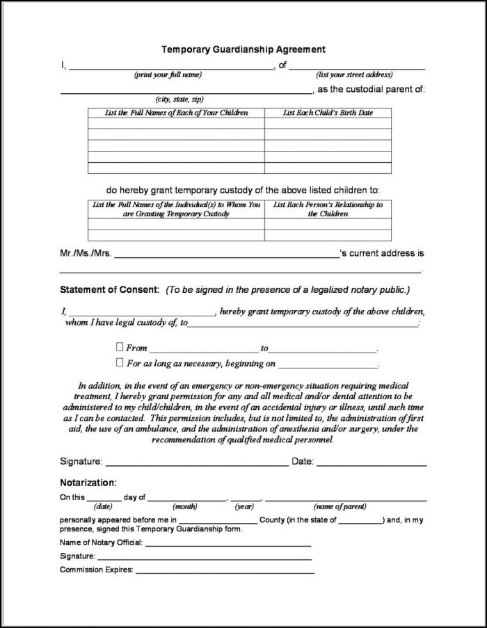 Temporary Guardianship Forms Indiana Temporary Guardianship Forms Indiana