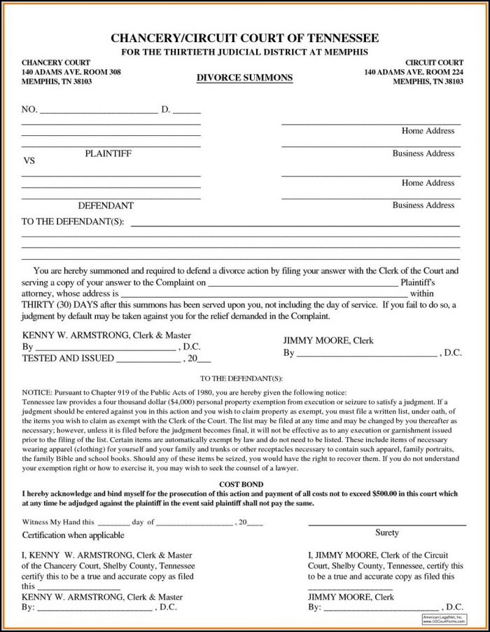 Tennessee Divorce Forms With Child Tennessee Divorce Forms With Child