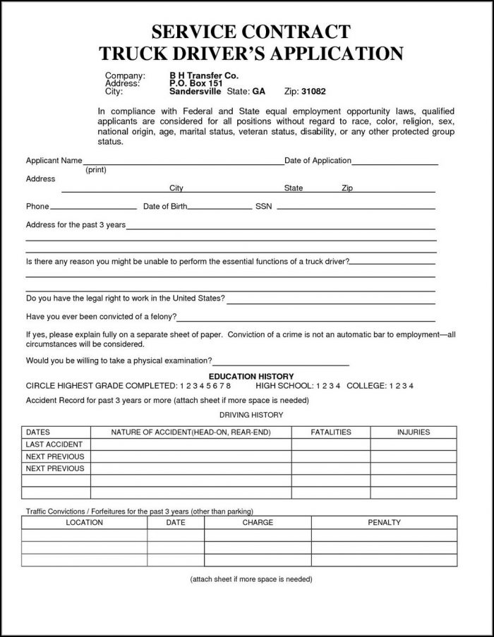 Truck Driver Job Application Template Truck Driver Job Application Template